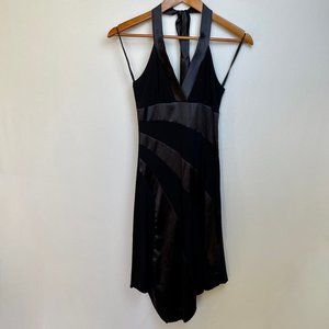 Vintage Y2K Taboo Womens Midi Halter Dress Size S Black V Neck Semi Formal